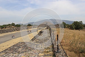 View of the Pyramid of the Moon from the Avenue of the Dead in the city of Teotihuacan