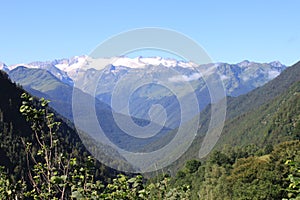 View of the Pyrenees glaciers in summer