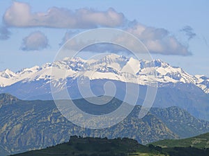 View of Pyrenees from Mont-rebei river gorge