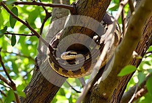 A view of a Python in a tree