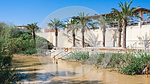 View of Qasr el Yahud in Jordan river from Jordan