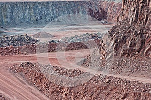 View into a quarry mine of porphyry rock