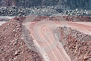 View into a quarry mine of porphyry rock