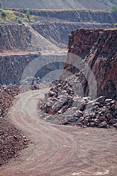 View into a quarry mine of porphyry rock