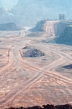 View into a quarry mine of porphyry rock