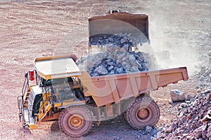 View into a quarry mine of porphyry rock