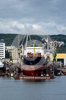 View of the quay port and shipyard