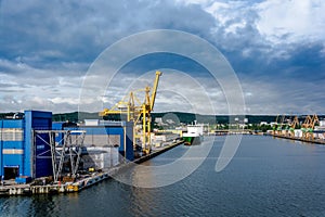 View of the quay port and shipyard