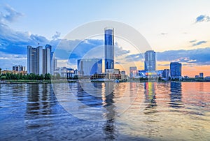 View of quay wharf embankment Yekaterinburg City.