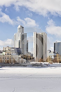 View of quay wharf embankment Yekaterinburg, Russia