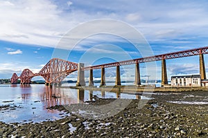 A view from Queensferry of the Forth Railway bridge over the Firth of Forth, Scotland