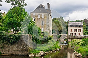 View of Quimperle Kemperle, a historic town built around two rivers, the Isole and Elle rivers that combine to form the Laita