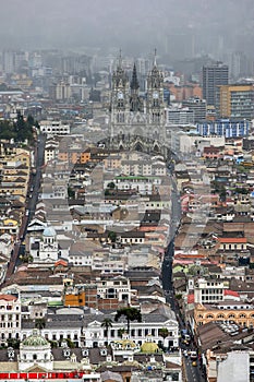 A view of Quito in Ecuador looking towards The Basilica of the National Vow. photo