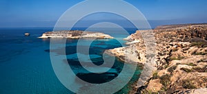 View of the Rabbits Beach or Conigli island, Lampedusa