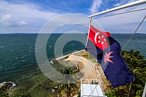 View from Raffles Lighthouse and the State Marine Ensign