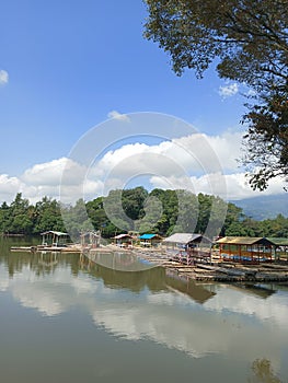 View of rafts on Cangkuang Lake, Garut, April 15, 2024 photo