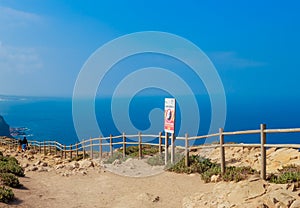 View of Railings on the edge of Cabo da Roca. Portugal