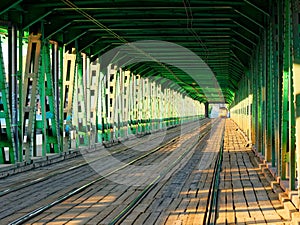 View at Rails Road over the Gdanski Bridge, Tramway bridge Warsaw,