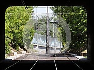 View at Rails Road Tunnel over Gdanski Bridge, Warsaw, Poland