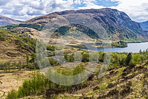 A view from the railway line towards Loch Shiel at Glenfinnan, Scotland