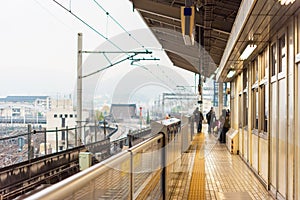 View of the railway station in Kyoto, Japan. Copy space for text.