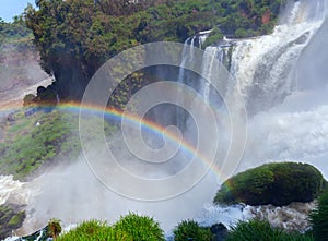 View of rainbow at Iguazu Falls Argentina