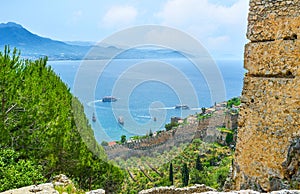 The view with ramparts of Alanya fortress