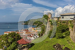 A view from the ramparts of Fort St George along the coastline in Grenada