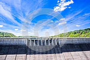 View on Rappbode dam and reservoir in Harz mountain, Germany