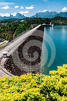 View of Ratchaprapha Dam at Cheow Lan Lake