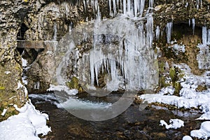 View of the ravine of Lake Smeraldo at Fondo in Non Valley photo