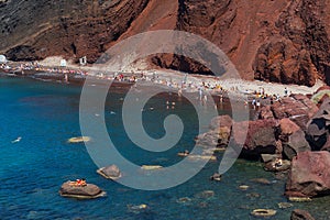 View of Red Beach in Santorini, Greece.