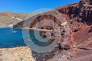 View of Red Beach in Santorini, Greece.