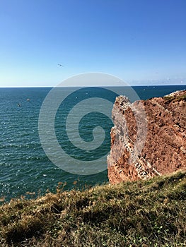 View from the red cliff on the island of Helgoland to the North Sea