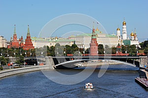 View of the red Kremlin in Moscow