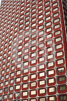 View of red morden building in paris