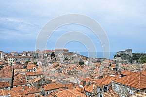 View of red rooftops from Dubrovnik city wall