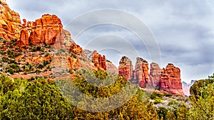 View of the red sandstone formations at Chicken Point viewed form the Chapel of the Holy Cross near Sedona in northern Arizona