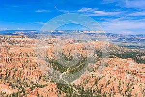 View of red sandstone hoodoos in Bryce Canyon National Park in Utah, USA - View of Inspiration Point