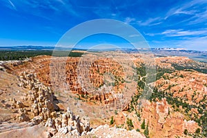 View of red sandstone hoodoos in Bryce Canyon National Park in Utah, USA - View of Inspiration Point