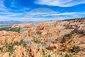 View of red sandstone hoodoos in Bryce Canyon National Park in Utah, USA - View of Inspiration Point