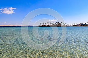 View of Red sea coast on the beach in Hurghada, Egypt