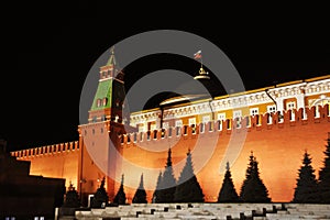 View of the Red Square and Moscow Kremlin at night.