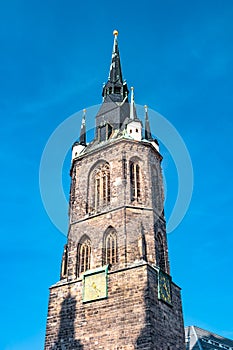 View of Red Tower, Roter Turm, in Halle Saale, Germany