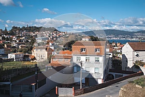 View of the Redondela town on the Portuguese Way path of the Camino de Santiago, Pontevedra, Galicia, northwestern Spain.