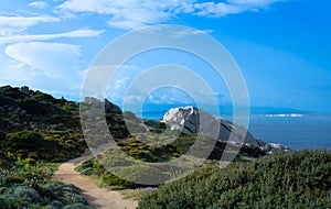 view from reefs of Capo Testa, colorful landscape. Costa Smeralda, Sardinia, Italy