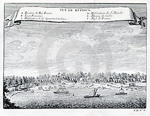 View of Refisco and River Rufisco, Ivory Coast,Africa. 1753