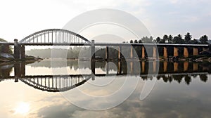 View and Reflection of Sri Jayachama Rajendra Bridge, Tirthahalli, Shimoga, Karnataka