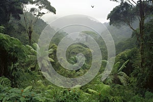 view of reforested area, with variety of trees and birds visible photo