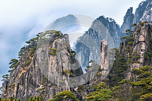 view from Refreshing terrace in Huangshan mountain, known as Yellow mountain, Anhui, China.